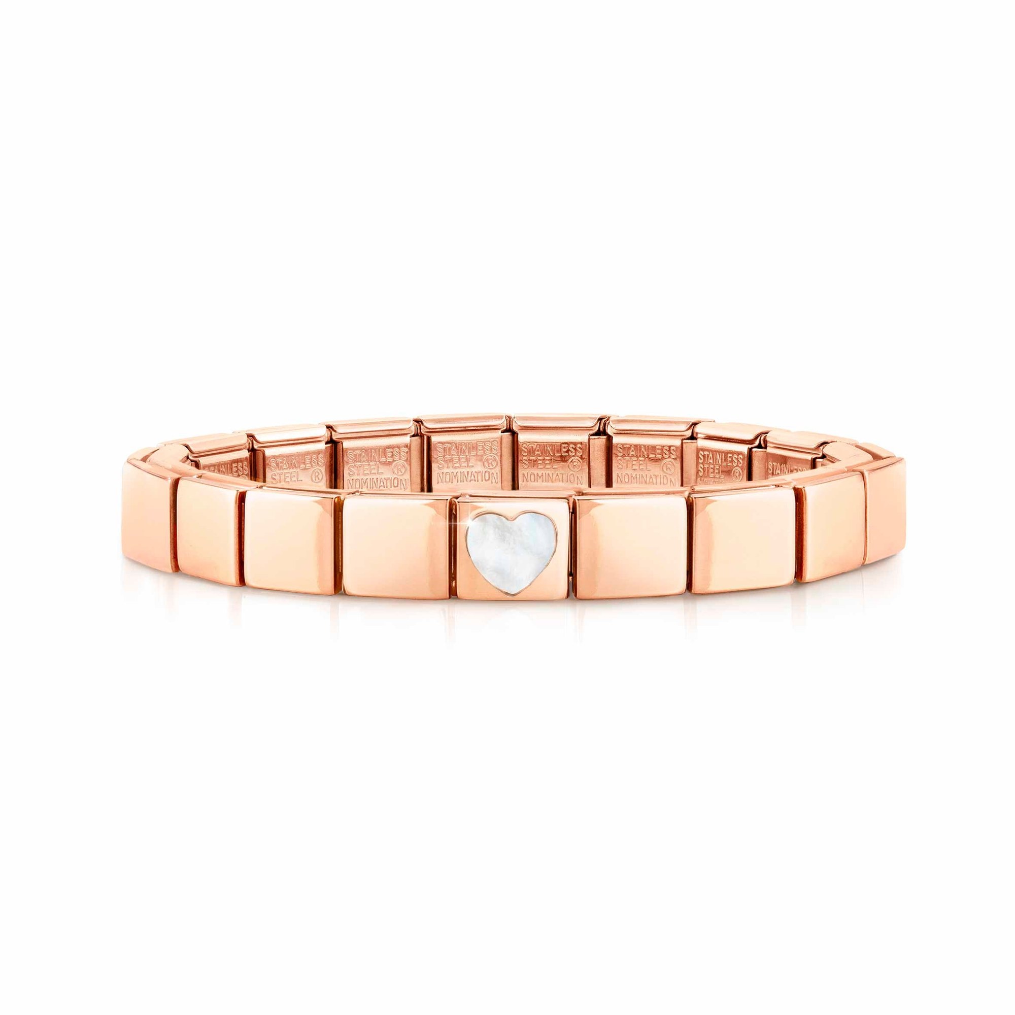 Nomination Classic GLAM Armband Edelstahl Roségold - Herz WEISS MOTHER OF PEARL