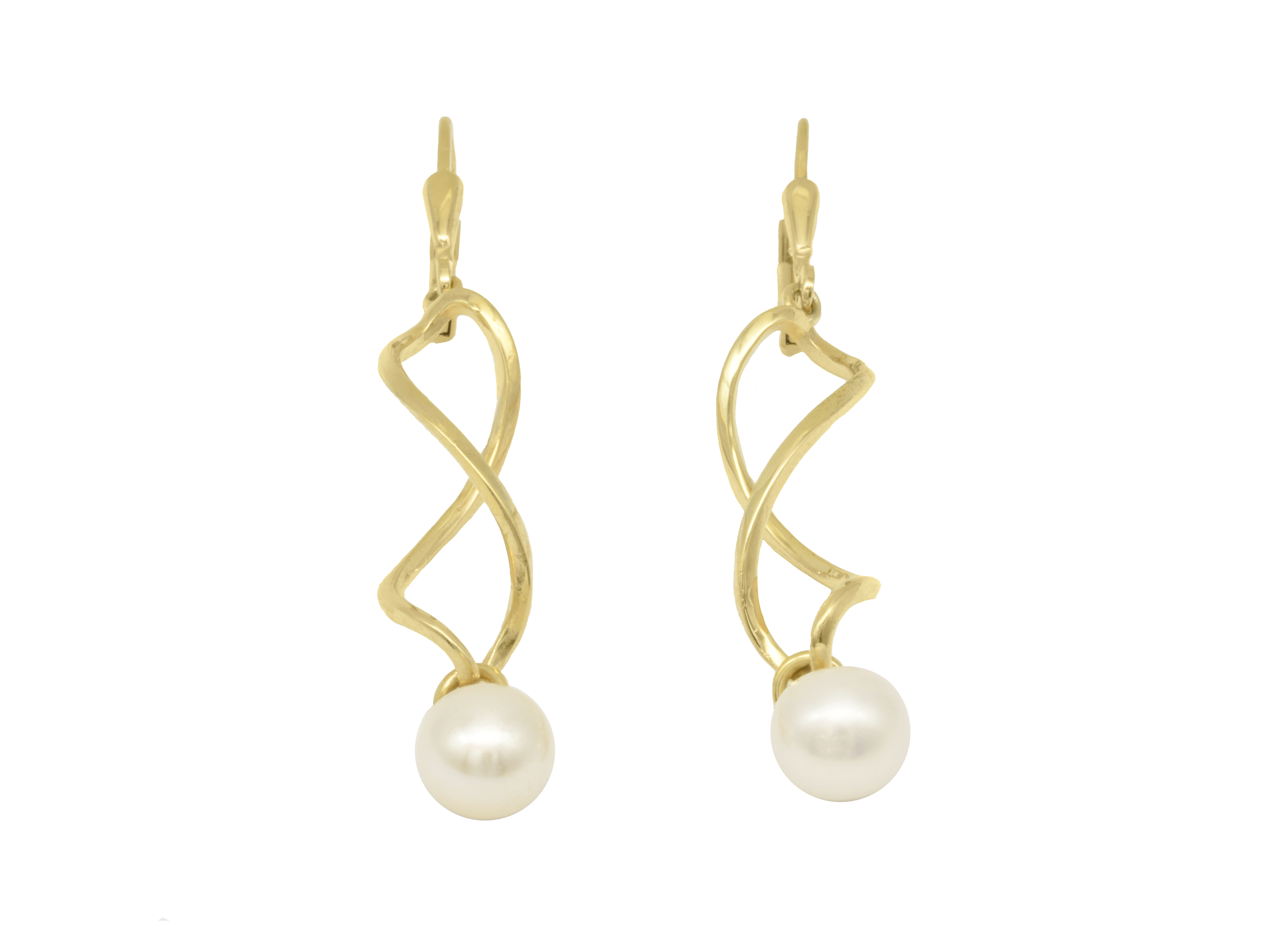 Ohrhänger Perlenwirbel - Sterling Silber 925 vergoldet Gelbgold poliert - Perle Süßwasser Zuchtperle Ohrhänger Perlenwirbel in Gelbgold 333 poliert mit Süßwasser Zuchtperlen von Juwelier Harnisch, elegant und zeitlos für stilvolle Akzente.