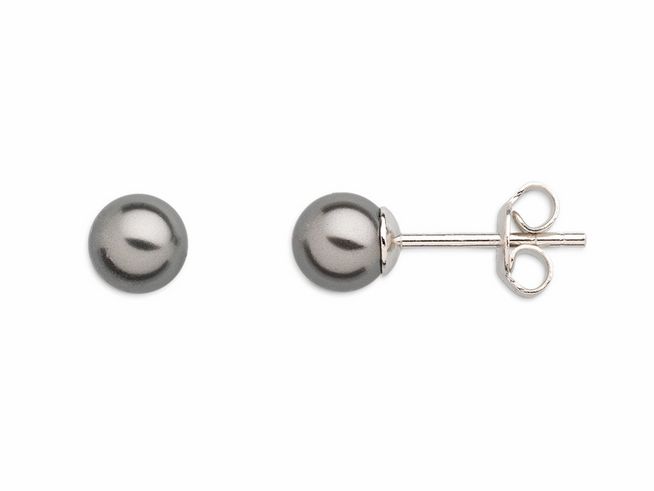 Zwei schlichte Xenox Sterling Silber Ohrringe XS5189 in der Designlinie PEARL DREAMS mit einer grauen Perlenoptik und einem sicheren Steckverschluss für eleganten Ohrschmuck.