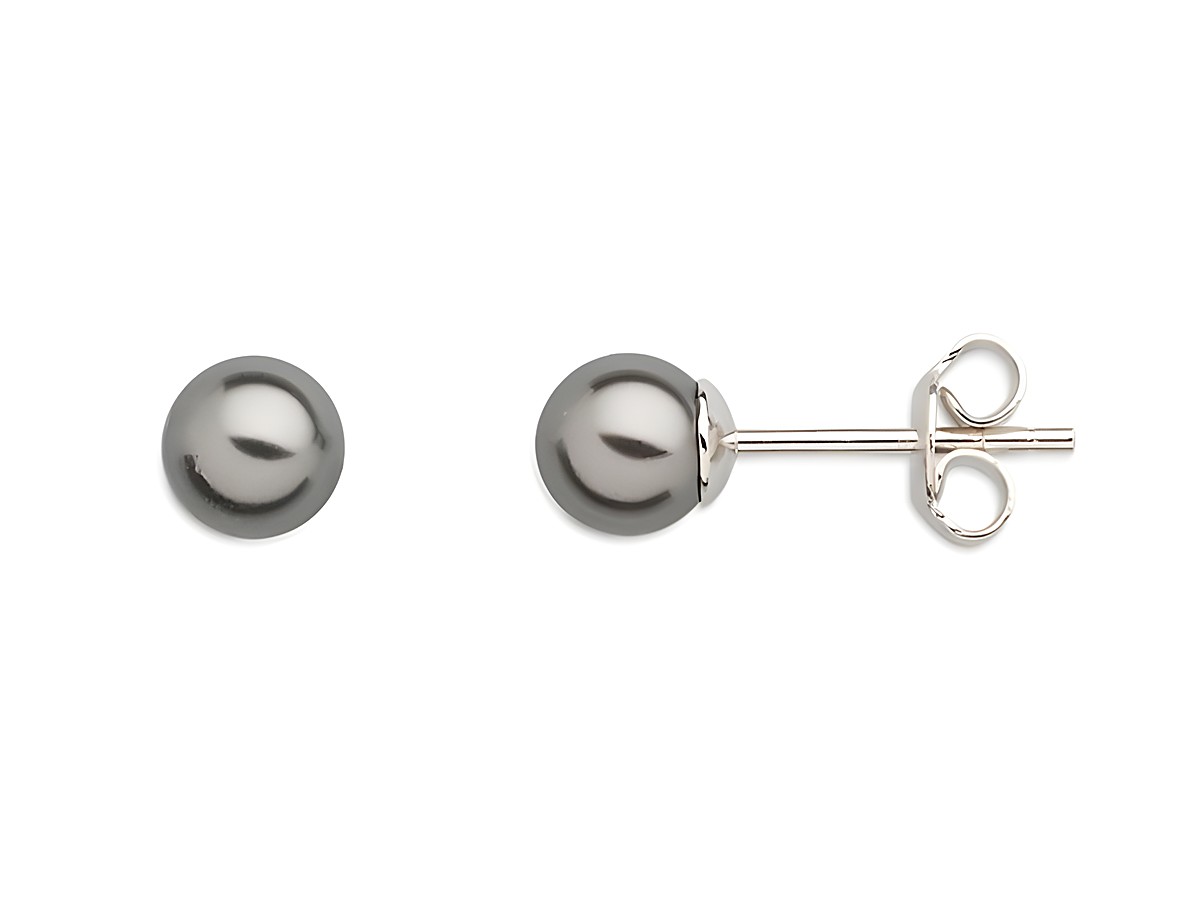 Zwei schlichte Xenox Sterling Silber Ohrringe XS5189 in der Designlinie PEARL DREAMS mit einer grauen Perlenoptik und einem sicheren Steckverschluss für eleganten Ohrschmuck.