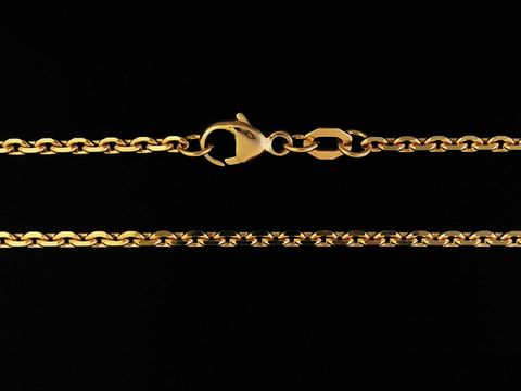 Anker Kette aus Gold 750, diamantiert, 50 cm lang, mit den Maßen 2,1 x 2,1 mm, vom Hersteller Juwelier Harnisch, zeigt einen fein gearbeiteten Verschluss.