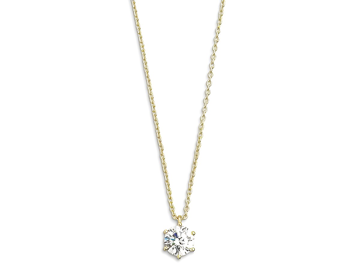 Xenox Sterling Silber Kette XS7175G in Gelbgold vergoldet, 40-45 cm lang, mit Ankerkette und einem funkelnden Anhänger in Form eines Schneekristalls.