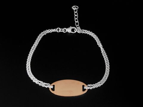 Silbernes Gravur-Armband mit Rundanker-Design, zweifach, in der Größe von 17 bis 20 cm, ausgestattet mit einem Karabiner, hergestellt von Juwelier Harnisch.