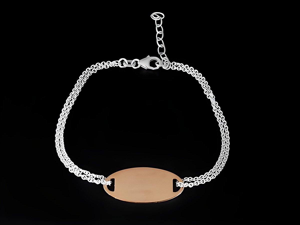 Silbernes Gravur-Armband mit Rundanker-Design, zweifach, in der Größe von 17 bis 20 cm, ausgestattet mit einem Karabiner, hergestellt von Juwelier Harnisch.