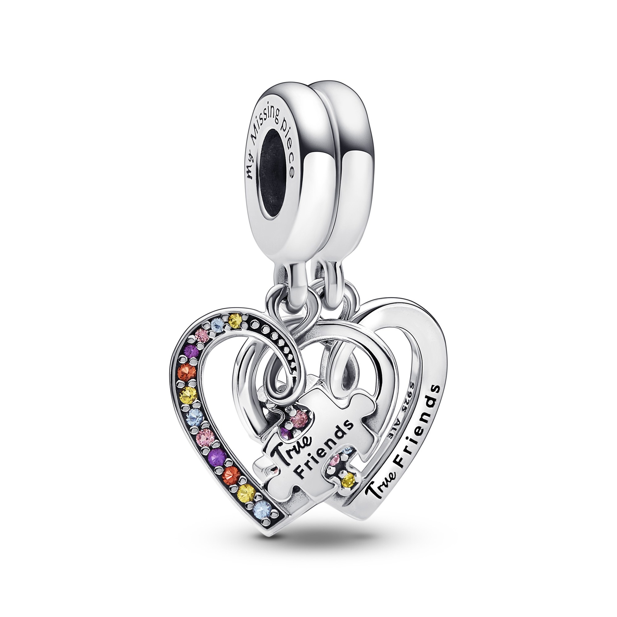 Pandora Puzzleteile Herzen - teilbarer Freundschafts- Charm-Anhänger - Sterling Silber