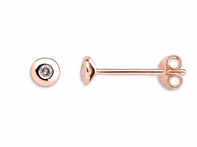 Xenox Gold Ohrringe XG4051R ZARGE in Roségold 375 Gold mit funkelndem Stein, eleganter Ohrschmuck für jeden Anlass, stilvolles Design und hochwertige Verarbeitung.