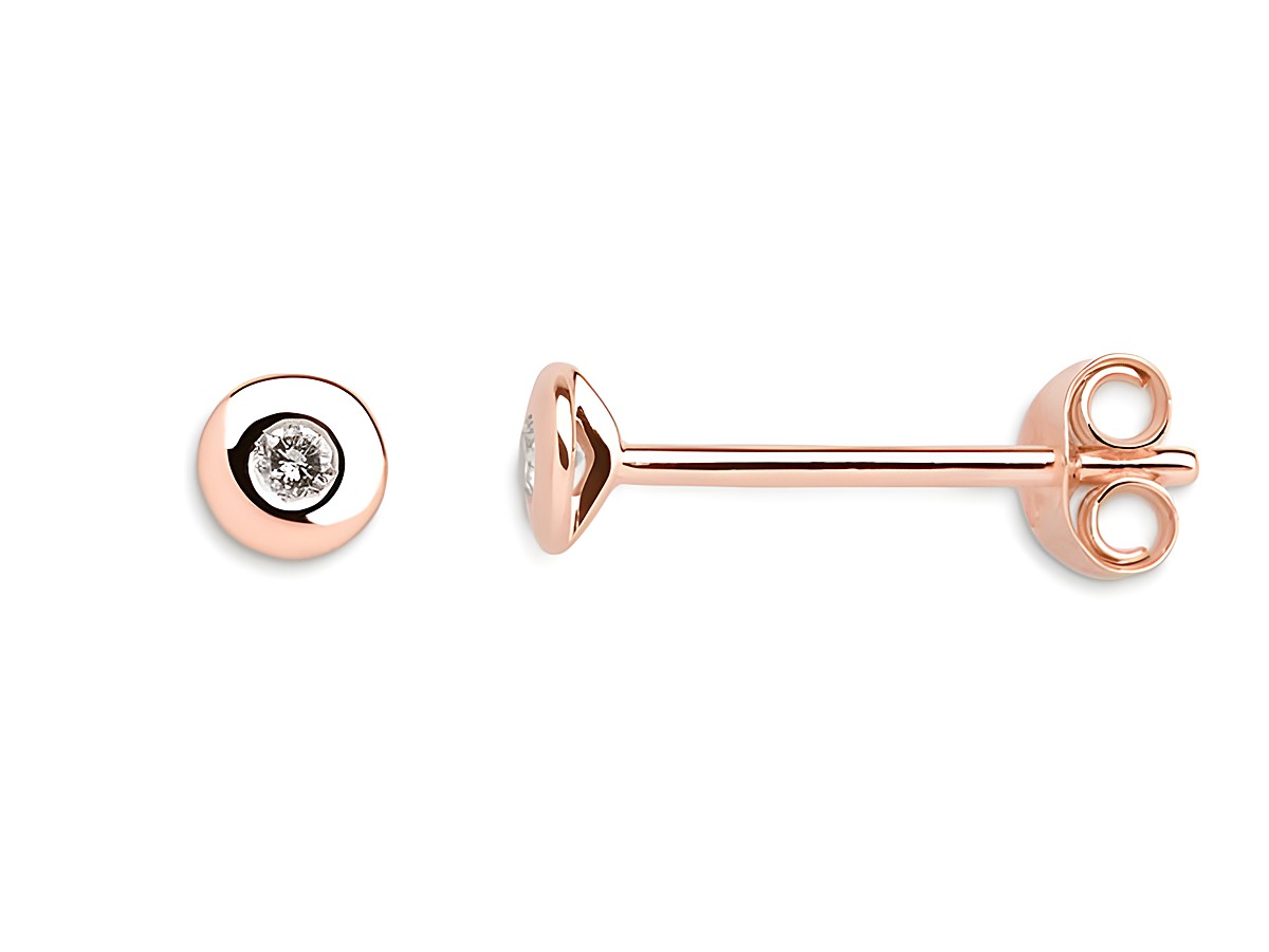XENOX Gold Ohrringe XG4051R ZARGE in Roségold 375 Gold mit funkelndem Stein, eleganter Ohrschmuck für jeden Anlass, stilvolles Design und hochwertige Verarbeitung.