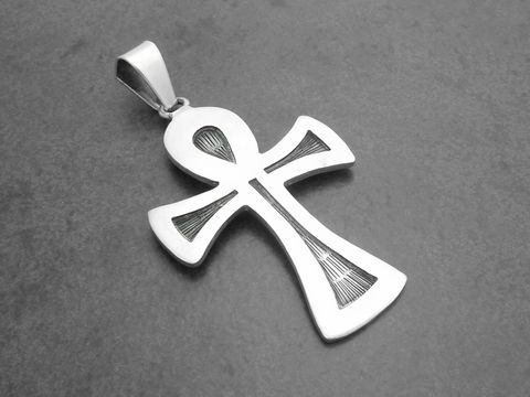 Großer Kreuz Anhänger aus Sterling Silber mit ansprechendem Muster, hergestellt von Juwelier Harnisch, elegant gestaltet und ideal als modisches Schmuckstück.