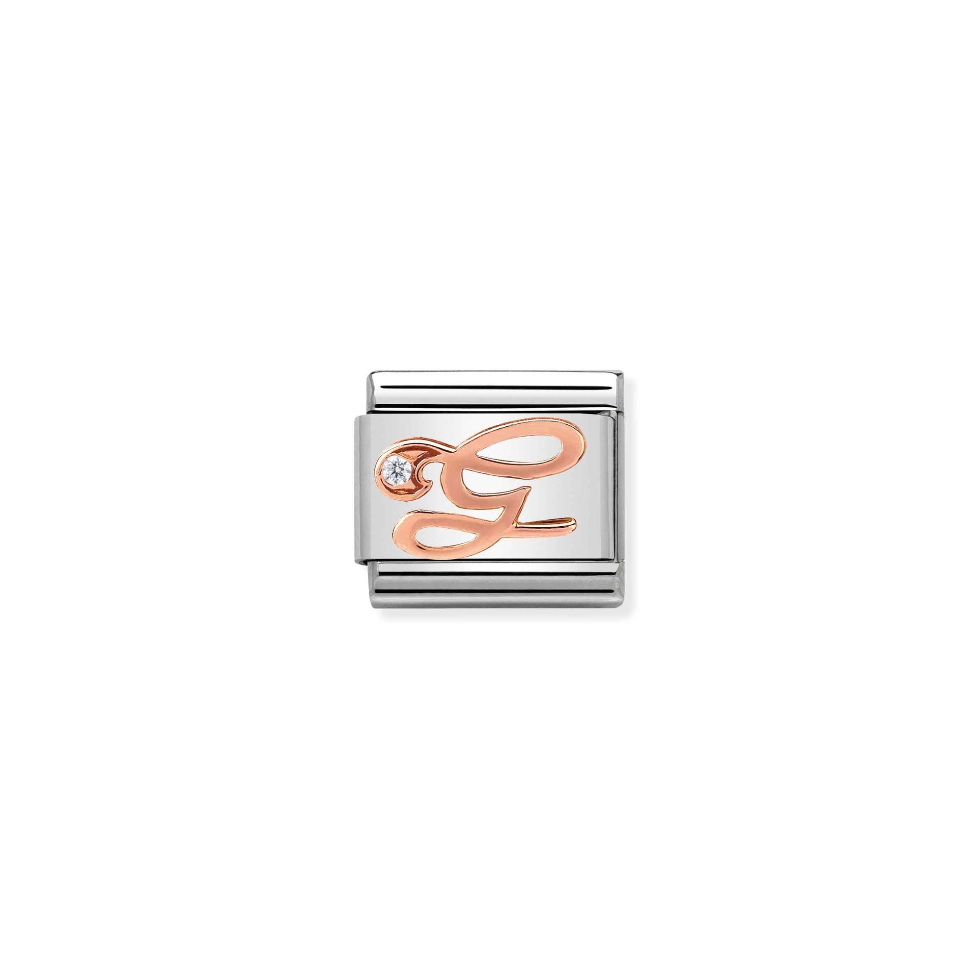 Nomination Composable Classic Charm Buchstabe G - Edelstahl, Gold 375 Roségold, Zirkonia
