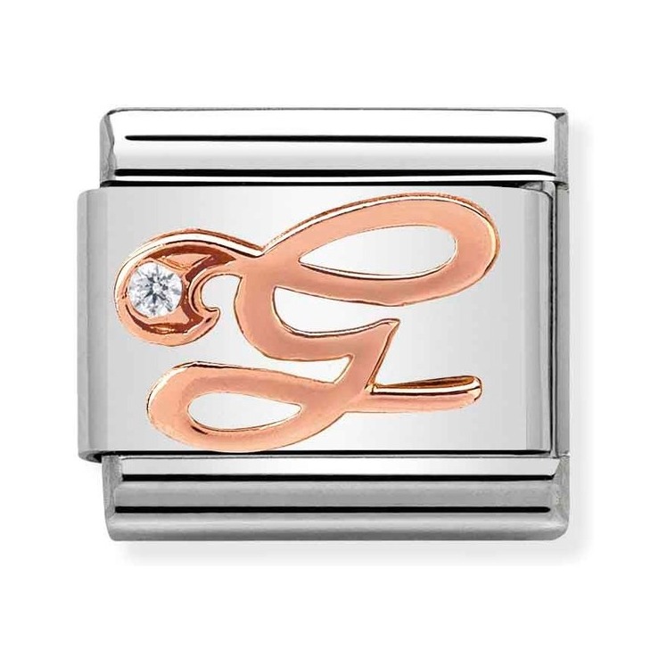 Nomination Composable Classic Charm Buchstabe G - Edelstahl, Gold 375 Roségold, Zirkonia