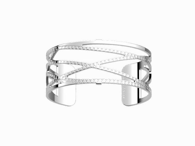 Eleganter Les Georgettes DUNES Armreif in Silber mit einem Design aus geschwungenen Linien und geometrischen Mustern, 25 mm breit, hergestellt von Les Georgettes.