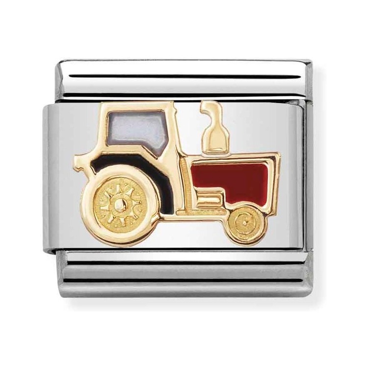 Nomination Composable Classic Charm Traktor - Edelstahl, Gelbgold, Emaille