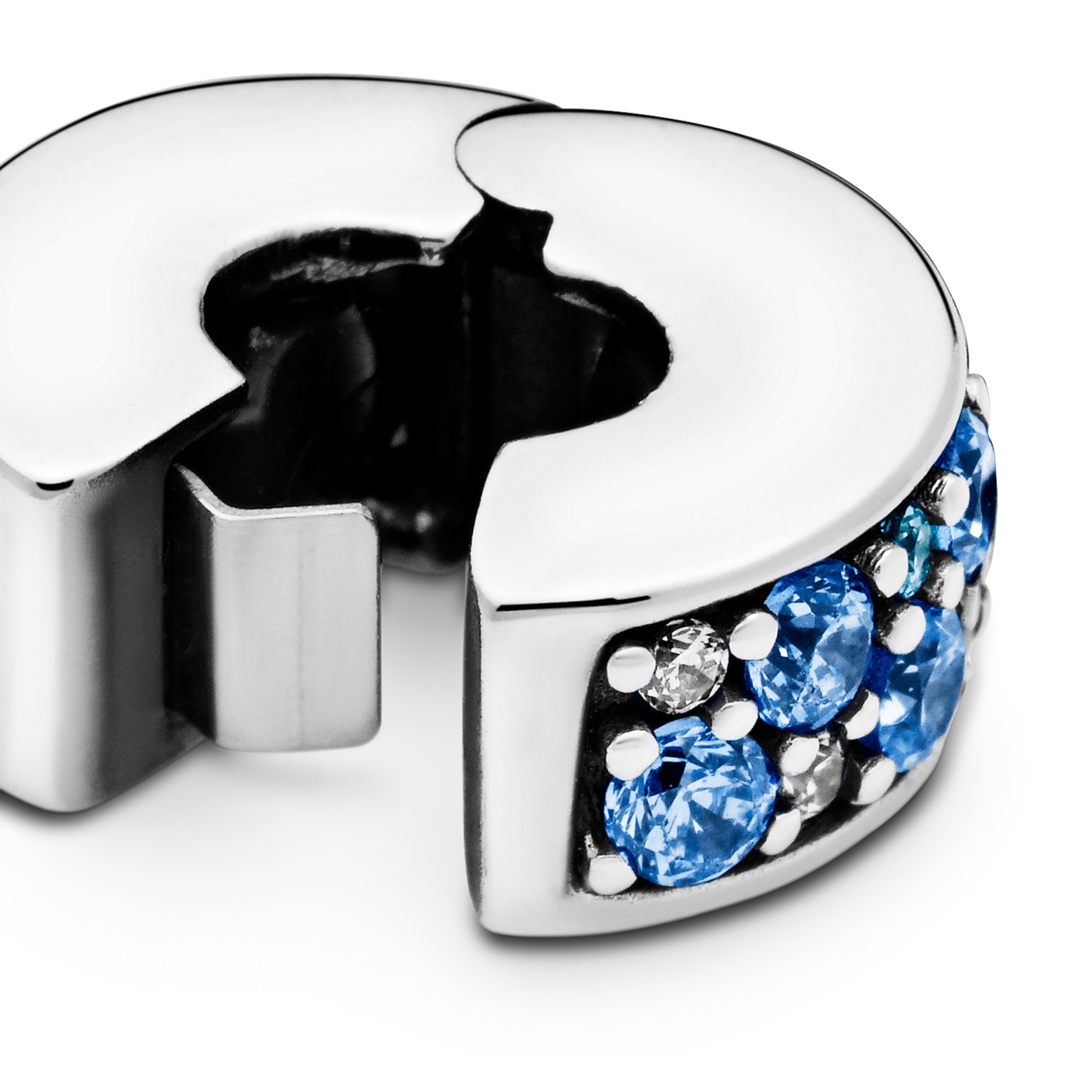 PANDORA Blauer Pavé-Glanz - Silber Charm – Ansicht 4