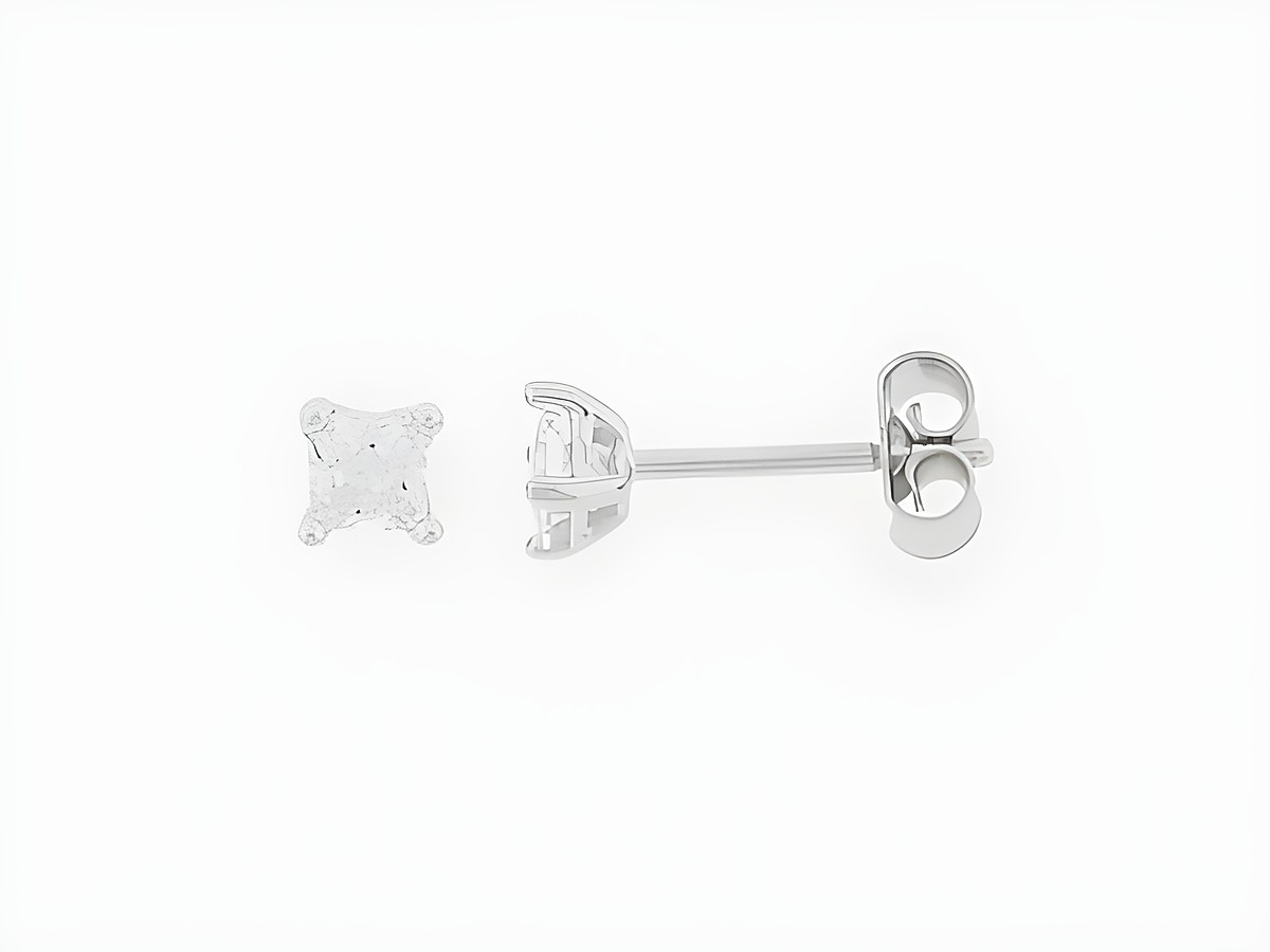 Silber Ohrringe in quadratischer Form mit 4 mm Zirkonia Stecker, hergestellt von Juwelier Harnisch, elegant und zeitlos für jeden Anlass.