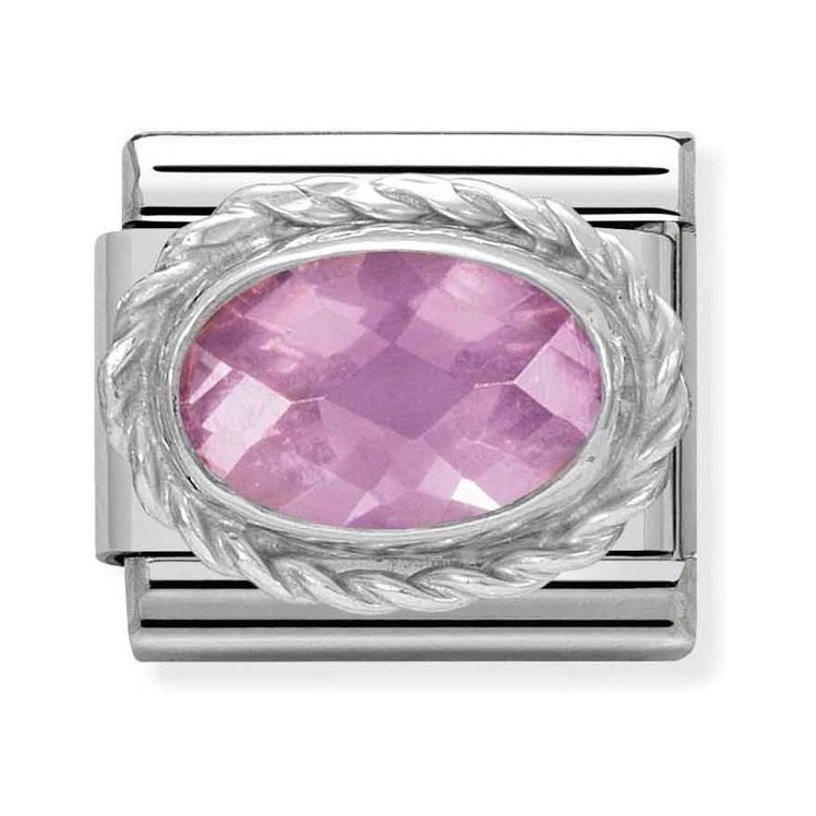 Nomination Composable Classic Charm Kordel Zirkonia rosa - Edelstahl, Sterling Silber