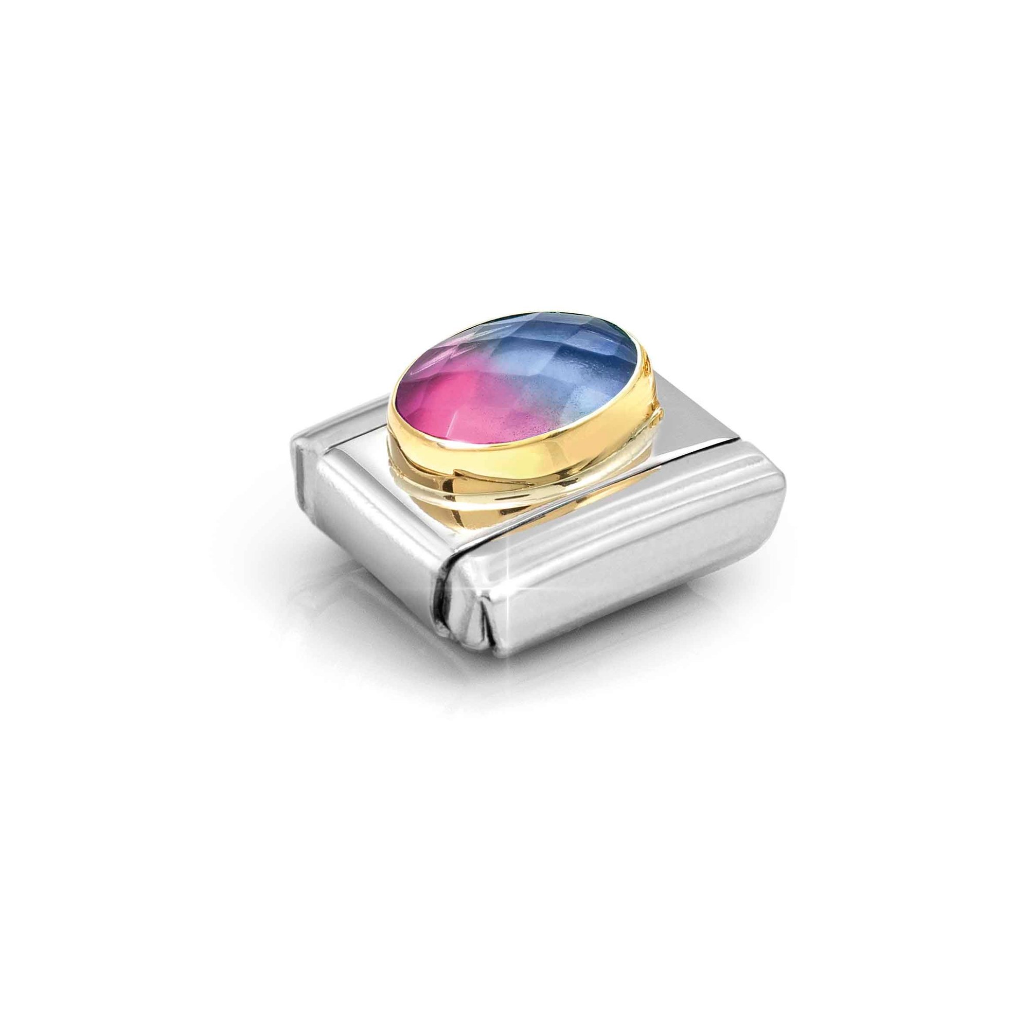 Nomination Composable Classic Charm Stein Blau-Magenta - Edelstahl, Gold 750 Gelbgold – Ansicht 4