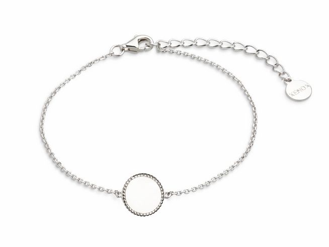 Xenox Sterling Silber Armband XS3571 mit Ankerkette und Gravurplatte, ein elegantes Schmuckstück in den Größen 15 bis 18,5 cm, ideal für personalisierte Gravuren.