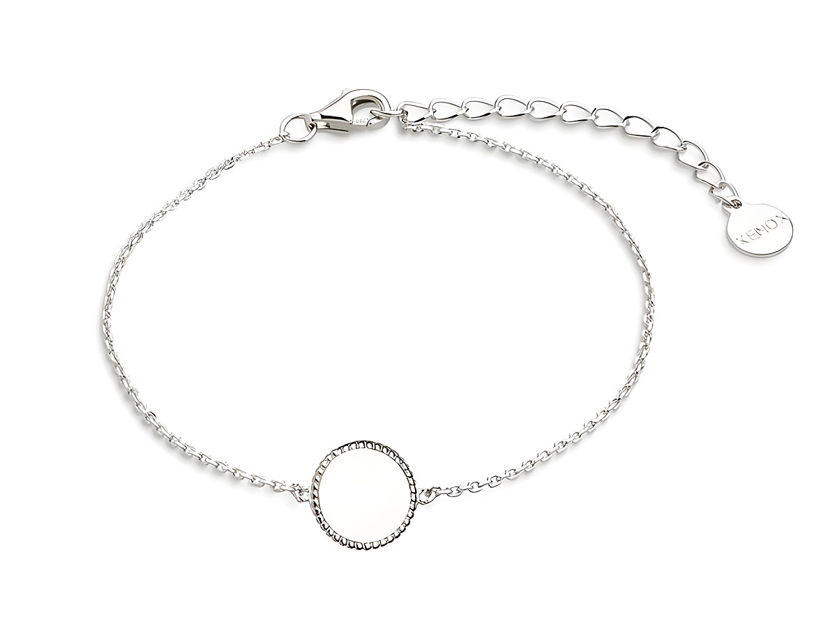 Xenox Sterling Silber Armband XS3571 mit Ankerkette und Gravurplatte, ein elegantes Schmuckstück in den Größen 15 bis 18,5 cm, ideal für personalisierte Gravuren.