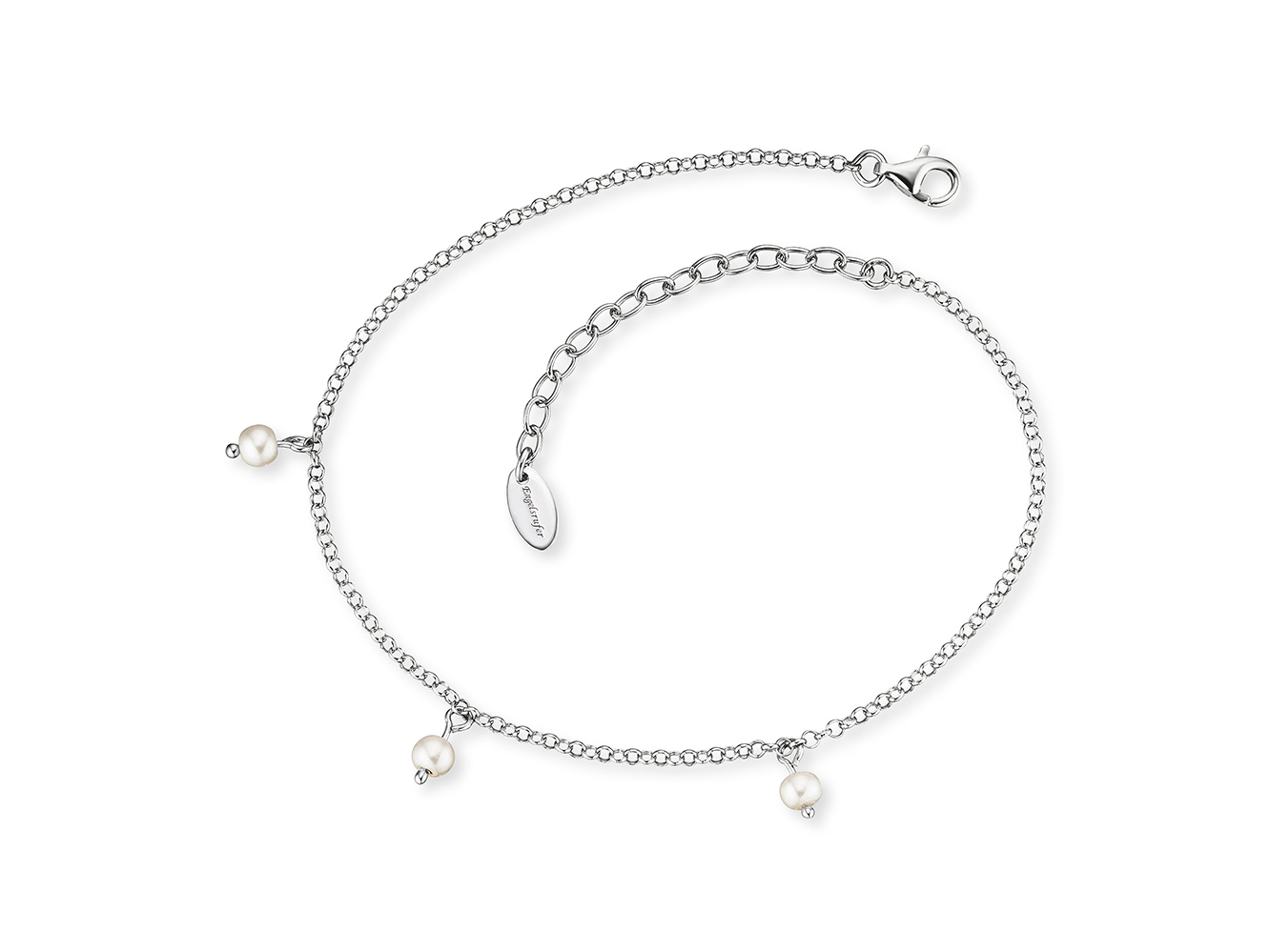 Engelsrufer ERF-LILPE FUßKETTE mit Zuchtperlen - Silber rhod. 22 cm Engelsrufer Fußkette mit Zuchtperlen aus rhodiniertem Silber, 22 cm lang, zarte Gliederkette mit drei schimmernden Zuchtperlen, ideal für eleganten Schmuck.