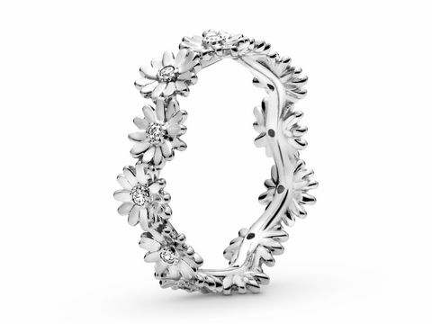 Pandora Silber Ring 198799C01-50 mit Blümchen und Zirkonia, Größe 50/16, filigranes Design mit floralem Muster, ideal für jeden Anlass.