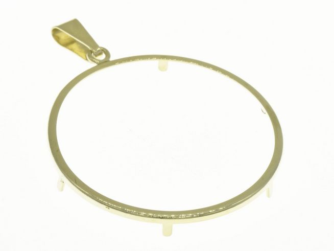 Schlichte Münzfassung aus 585 Gold mit einem Durchmesser von 36 mm, hergestellt von Juwelier Harnisch, ideal für die Präsentation von Münzen.