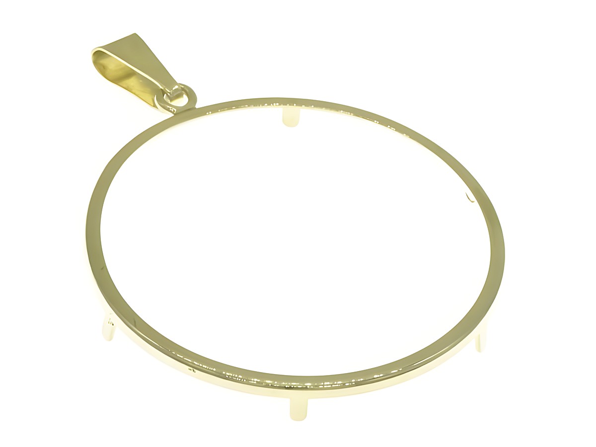 Schlichte Münzfassung aus 585 Gold mit einem Durchmesser von 36 mm, hergestellt von Juwelier Harnisch, ideal für die Präsentation von Münzen.