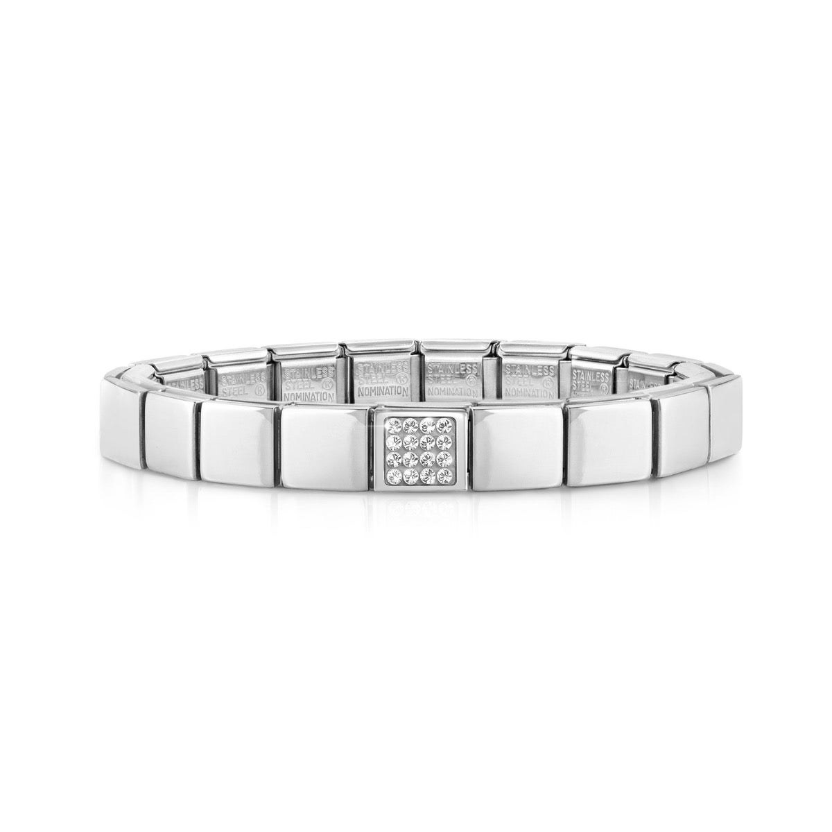 Nomination Classic GLAM Armband Edelstahl Silber - Crystals WEISS