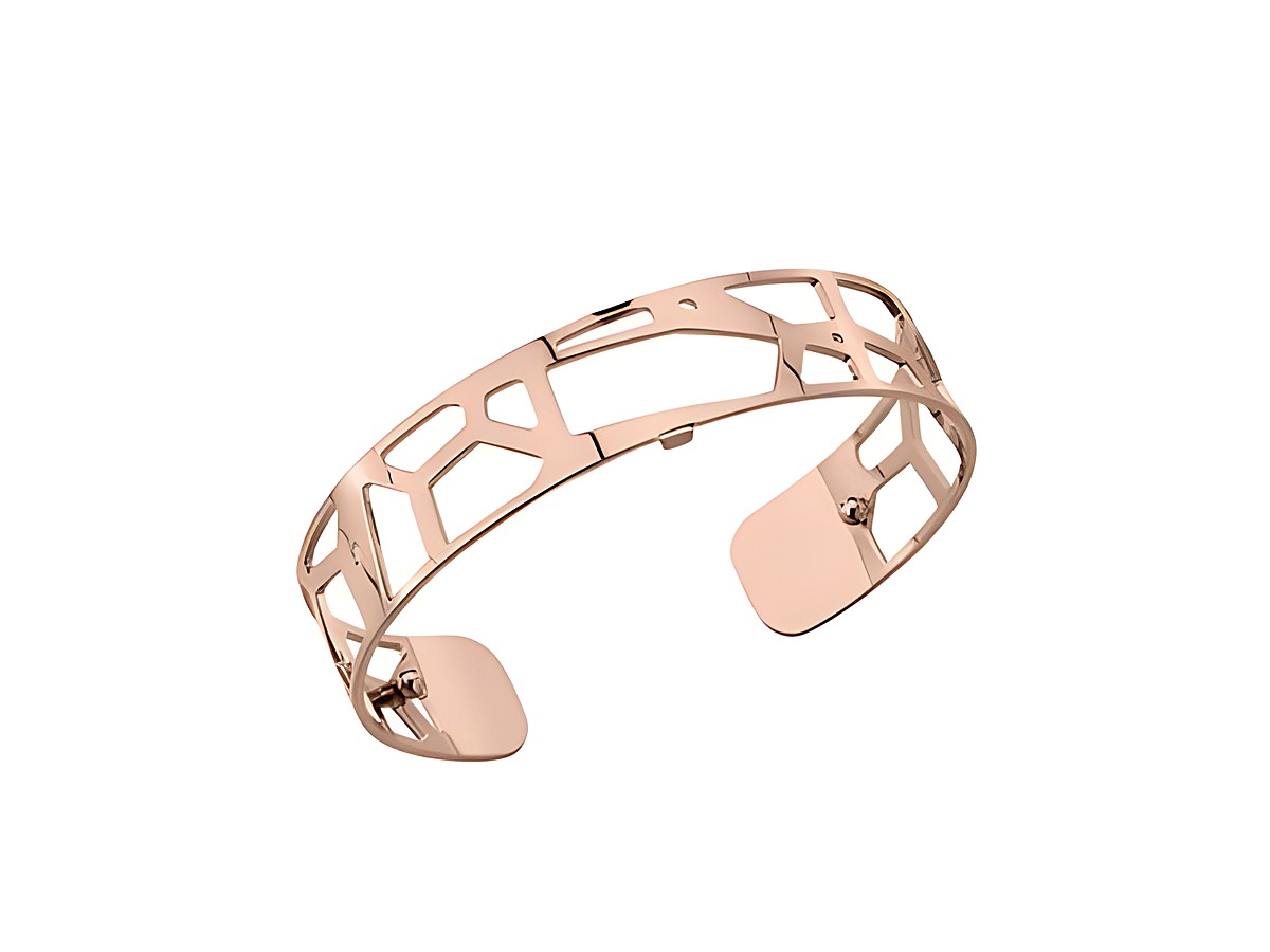Armreifen von Les Georgettes in Roségold mit einem modernen Giraffen-Muster, 14 mm breit, elegantes und stilvolles Design für jeden Anlass.