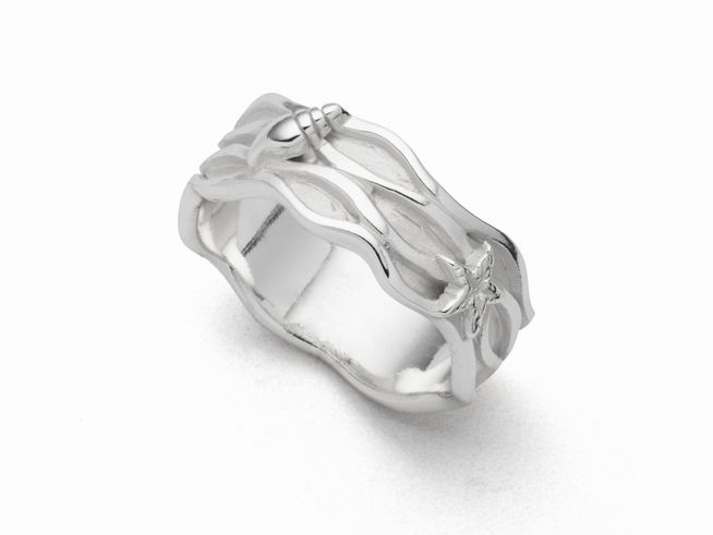 Sterling Silber Ring von DUR in Gr. 64 mit elegantem Wellenmuster und glänzender Oberfläche, ideal für moderne Schmuckliebhaber.