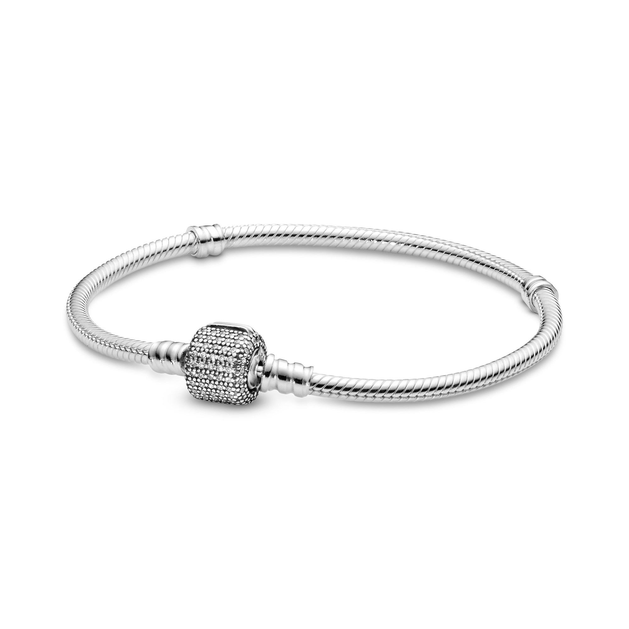 PANDORA - Armband mit Pavé-Kugelverschluss - Silber + Zirkonia klar - Armband