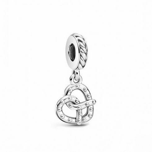 Pandora Silber 799393C00 Brezel Charm, ein filigraner Silber Anhänger in Form einer Brezel mit Details und einer schlichten, eleganten Öse für Armbänder.