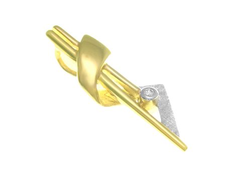 Gold Anhänger Gold 585 mit Zirkonia ct in Bicolor, Hersteller Juwelier Harnisch, stilvolles Design mit glänzenden und matten Oberflächen sowie einem funkelnden Zirkonia.