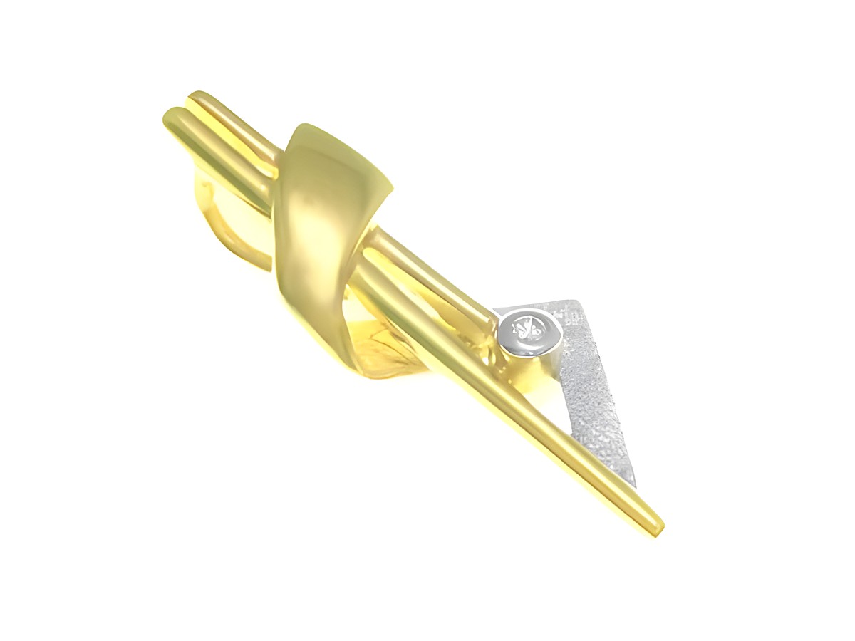 Gold Anhänger Gold 585 mit Zirkonia ct in Bicolor, Hersteller Juwelier Harnisch, stilvolles Design mit glänzenden und matten Oberflächen sowie einem funkelnden Zirkonia.