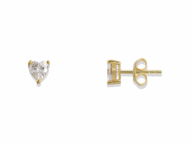 Xenox Sterling Silber Ohrringe XS3574G LOVE STORY-OS in Gelbgold Vergoldung mit herzförmigem Zirkonia. Eleganter Ohrschmuck für besondere Anlässe.