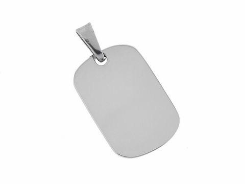 Edelstahl Anhänger mit gravierbarer Platte in rechteckiger Form, Maße 2 x 1,3 cm, zeitloses Design, Hersteller Juwelier Harnisch, ideal für persönliche Gravuren.