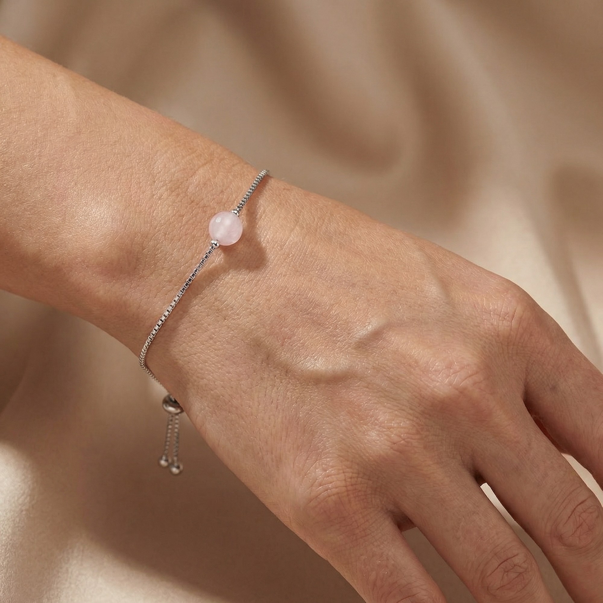 Engelsrufer LILGEM Armband Powerful Stone - Kraftstein - Rosenquarz - Silber rhodiniert & Rosa 24 cm – Ansicht 4