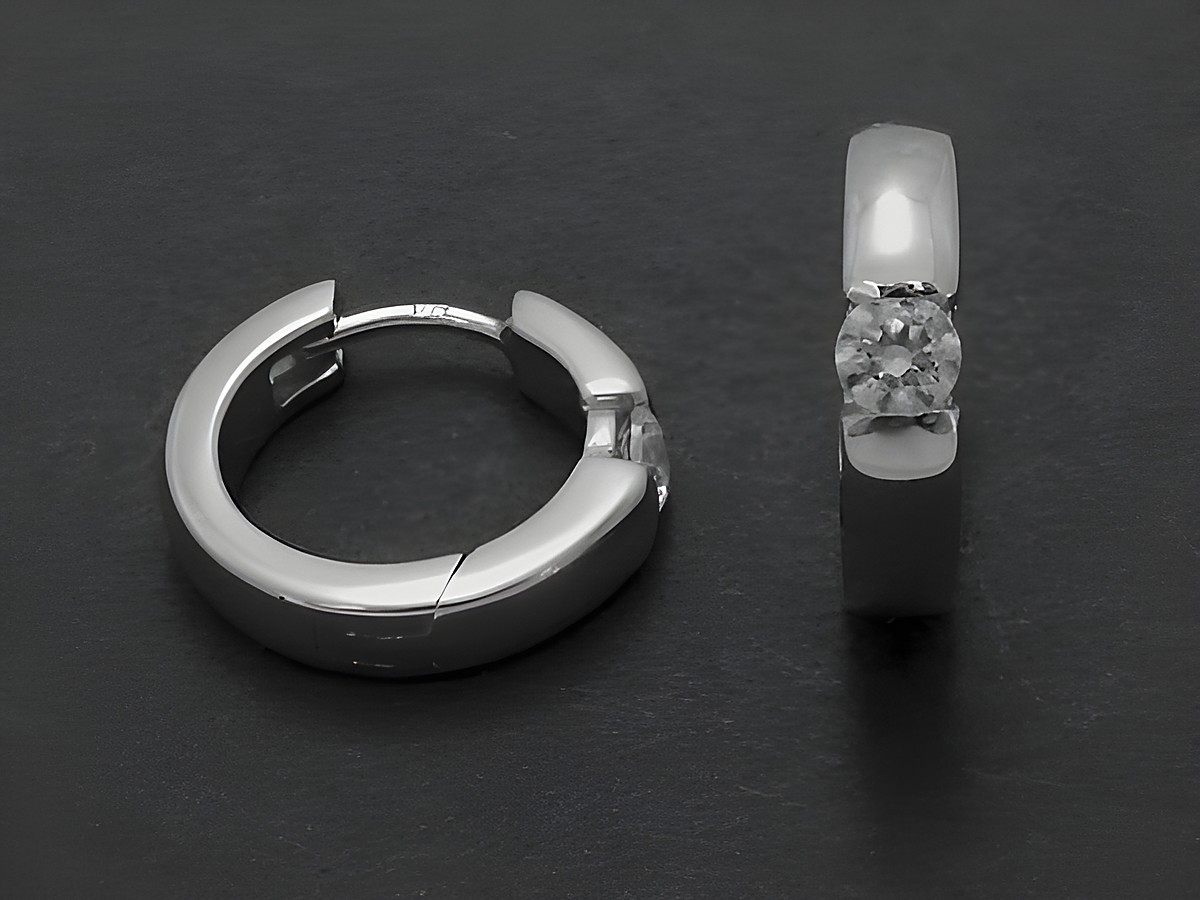 Silber Ohrringe - Creolen rhodiniert - weiß zeitlos - Zirkonia - 1,6 cm, Hersteller Juwelier Harnisch, elegante und funkelnde Ohrringe bis 25 mm, ideal für jeden Anlass.