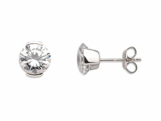 Xenox Sterling Silber Ohrringe XS7082 ZARGE SILBER mit funkelndem Kristall, elegantes Design für jeden Anlass, hochwertiger Ohrschmuck in Halbzarge.