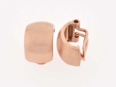 Silber Ohrclip in rosé vergoldet, klassisches Design, Durchmesser 1,4 cm, Hersteller Juwelier Harnisch, elegante Ohrclips für jeden Anlass.