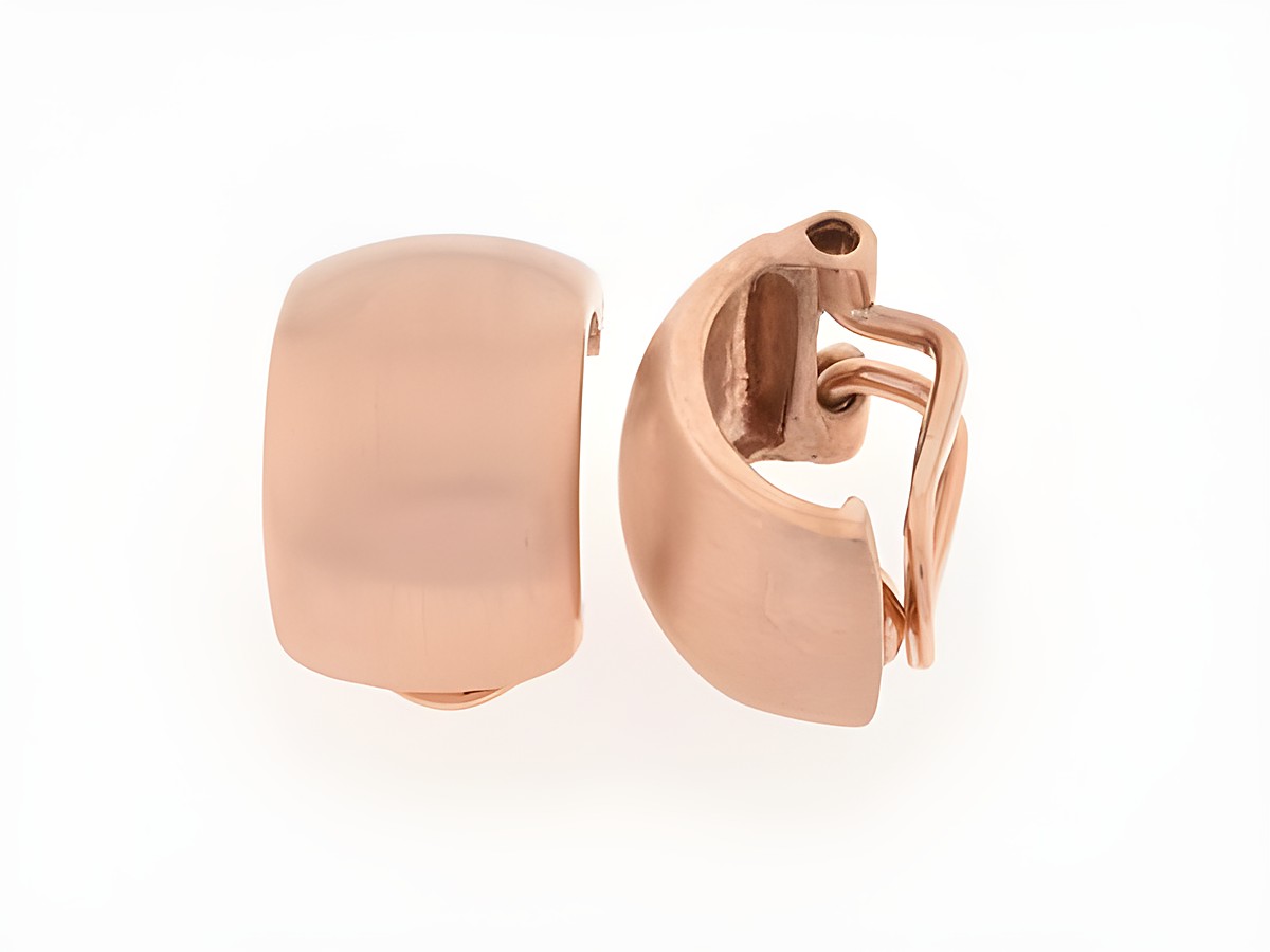 Silber Ohrclip in rosé vergoldet, klassisches Design, Durchmesser 1,4 cm, Hersteller Juwelier Harnisch, elegante Ohrclips für jeden Anlass.