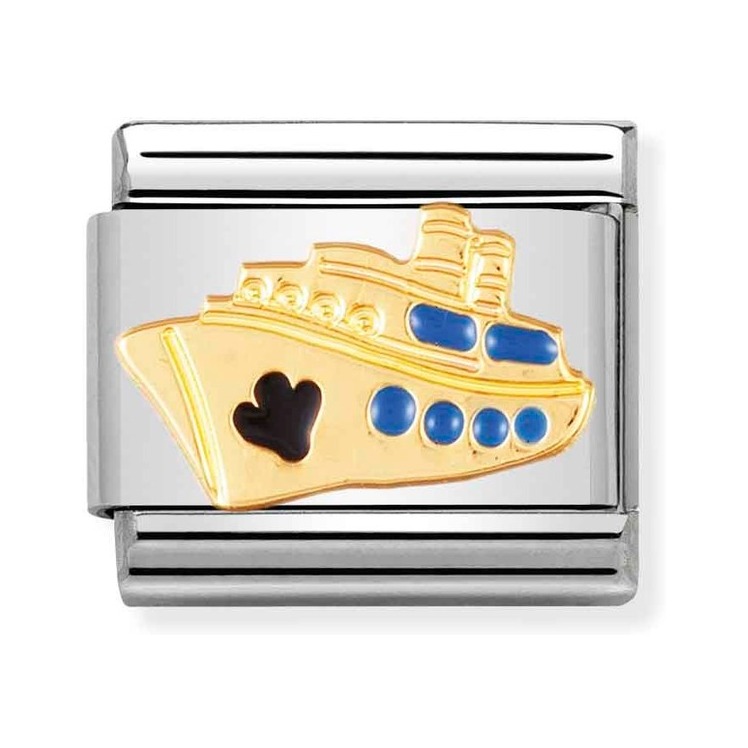 Nomination Composable Classic Charm Kreuzfahrtschiff - Edelstahl, Gold 750 Gelbgold, Emaille