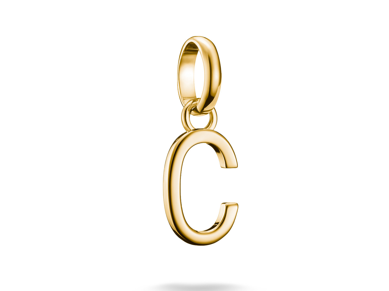 Charm mit dem Buchstaben C aus Silber und vergoldetem Edelstahl, Hersteller Thomas Sabo, Teil der Charm Club CONNECT Kollektion, in ansprechendem Design.