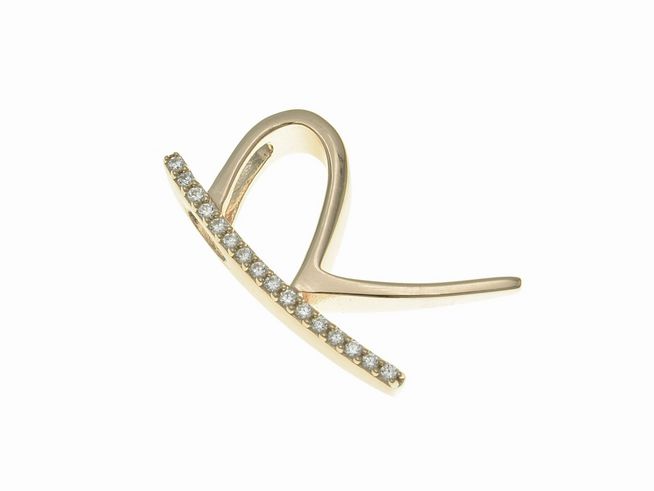 Anhänger aus poliertem Sterling Silber in Roségold mit dem Buchstaben R, verziert mit Zirkonia-Steinen, hergestellt von Juwelier Harnisch.