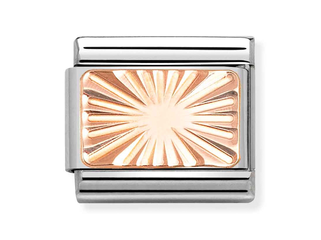 Classic Roségold charm mit diamantierter Platte von Pandora, glänzende Oberfläche und elegantes Design, ideal für individuelle Armbänder, Neuheiten präsentieren zeitlosen Stil.