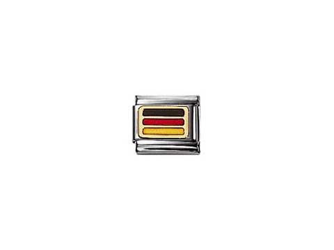 Ein emaillierter Charm mit den Farben der deutschen Flagge in Rot, Schwarz und Gold, gestaltet für den NOMINATION Classic. Ideal für Fußballfans und als modisches Accessoire.