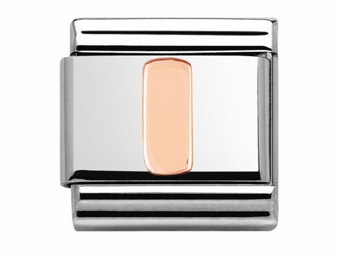 Nomination 430105 09 Classic I Roségold Buchstabe mit glänzendem Edelstahl und einem Roségold-Element in der Mitte, ideal für ein individuelles Armband.
