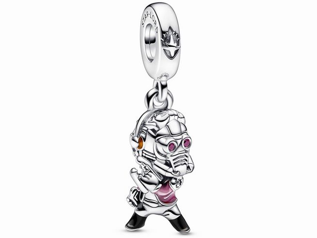 792562000-0 Pandora Charm Anhänger 792562C01 Marvel Star Lord Anhänger aus Silber mit mehrfarbiger Zirkonia-Dekoration, detailreich gestaltet, ideal für Fans und als Schmuckstück.
