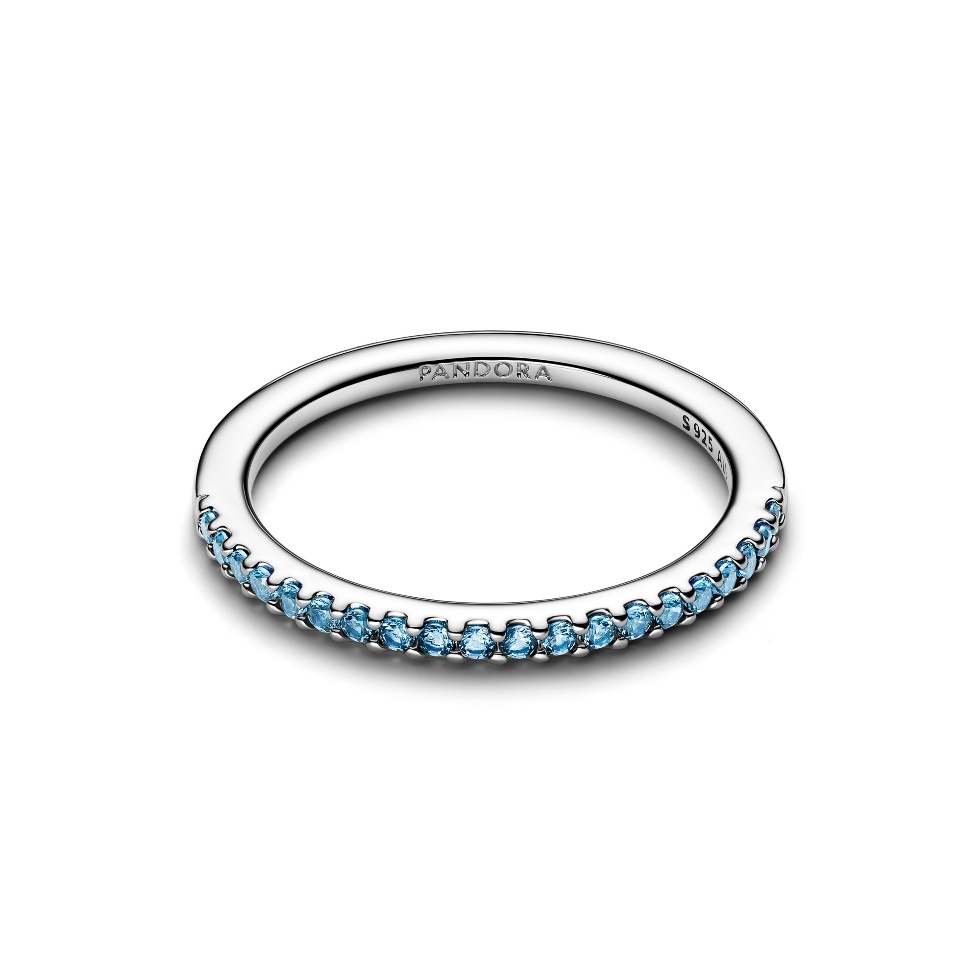 Pandora Funkelnder aquamarinfarbener Halb-Eternity-Ring synth. Kristall - Blau – Ansicht 2