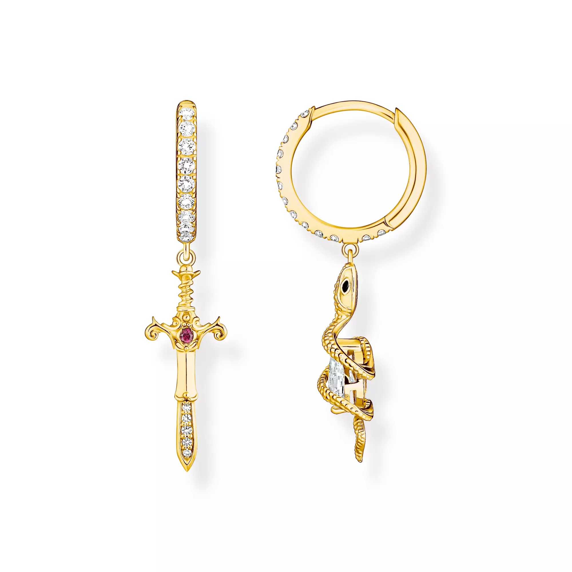 Thomas Sabo Kreuz & Schlange True Romance Creolen - Bunt - Silber + 750er Vergoldung + Lab Grown Saphir + Zirkonia - Bunt – Ansicht 2