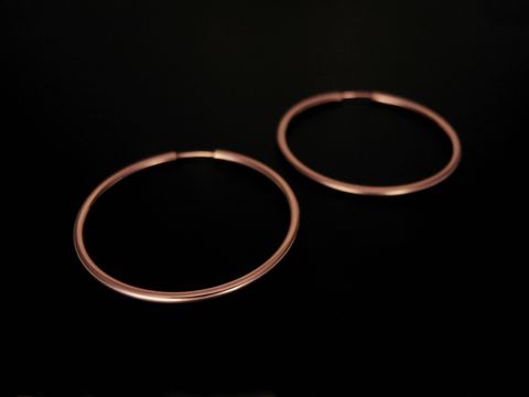347080-0 Roségold Creolen 4 cm aus Sterling Silber, roségold vergoldet, mit einer Breite von 2 mm, elegant und schlicht, ideal für jeden Anlass, Hersteller Juwelier Harnisch.